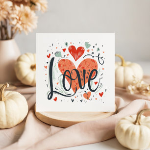 Typography Love Hearts Valentine's Day Card