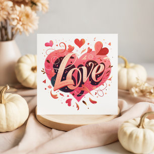 Typography Love Pink Heart Valentine's Day Card