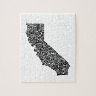 Typography map of California Jigsaw Puzzle