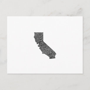 Typography map of California Postcard