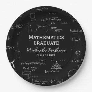 Typography Mathematics Class of 2023 Graduation Paper Plate