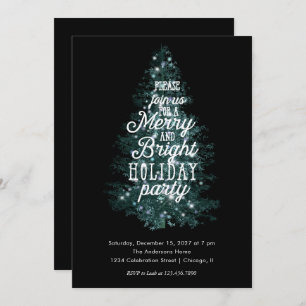 Typography Merry and Bright Holiday Party Invitation