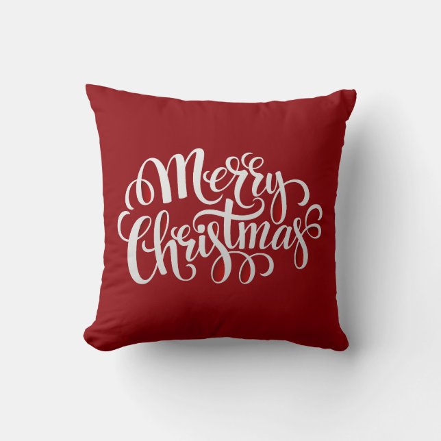 Typography Merry Christmas AND New Year Cushion (Front)