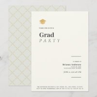 Typography Minimalist Beige Gold Graduation Party