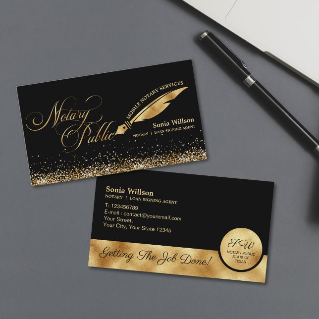 Typography Mobile Notary Public Loan Signing Agent Business Card (Creator Uploaded)