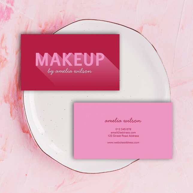 Typography Modern Dark Pink Makeup Artist Business Card (Creator Uploaded)