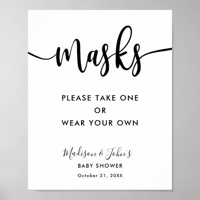 Typography Monochrome Modern Wear Masks Sign (Front)