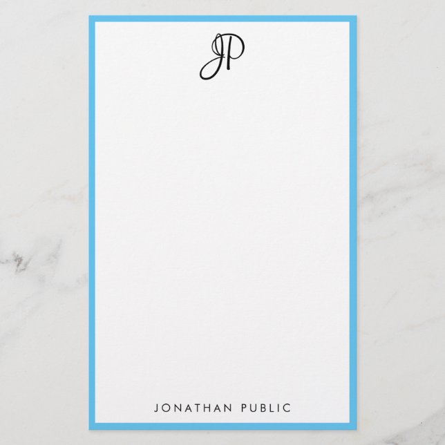 Typography Monogram Customisable Simple Template Stationery (Front)