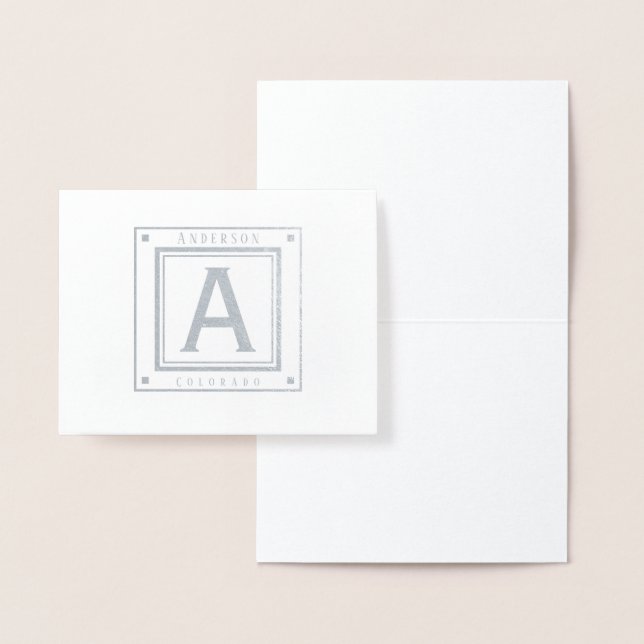 Typography Monogram Name and State or Your Quote Foil Card (Display)