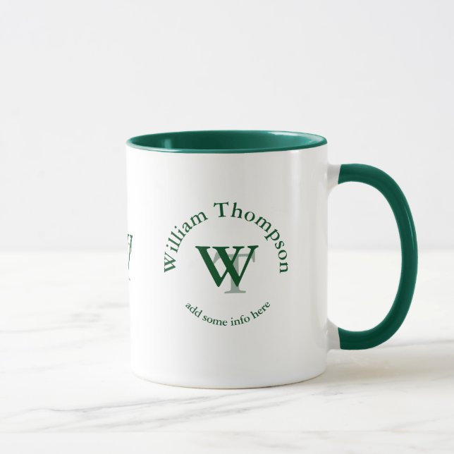 typography monogram - personalised logo green mug (Right)