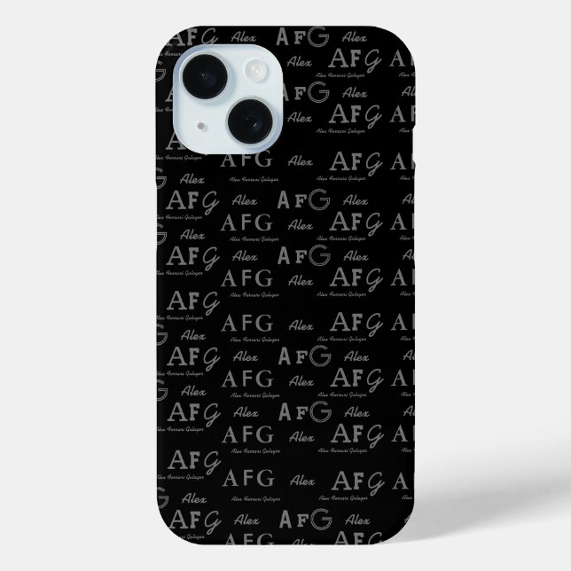 Typography Monograms Stylish Black  Case-Mate iPhone Case (Back)