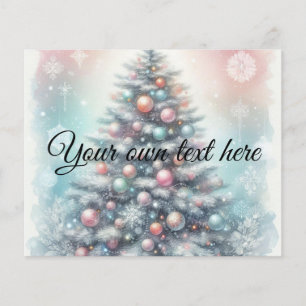 Typography name Christmas tree floral watercolor