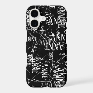 Typography Name Pattern Black