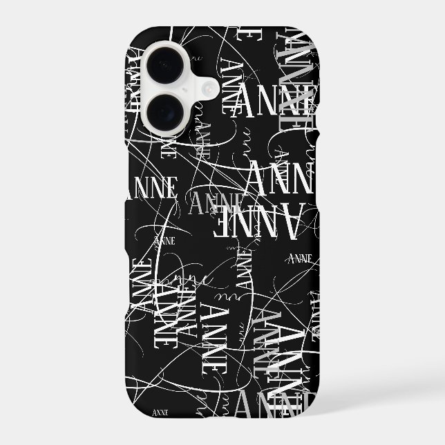 Typography Name Pattern Black (Back)