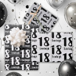 Typography Numbers 18th Birthday Wrapping Paper Sheet<br><div class="desc">Wrap up your surprises for your 18 year old in stripes with an assortment of 3 different variations of white,  black and grey number patterns. Fun for every kind of 18th birthday or any other occasion that the year is celebrated.</div>