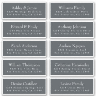 Typography Off-Black Wedding Guest Address Labels