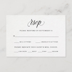 Typography on Watercolor Paper RSVP Meal Choice Card