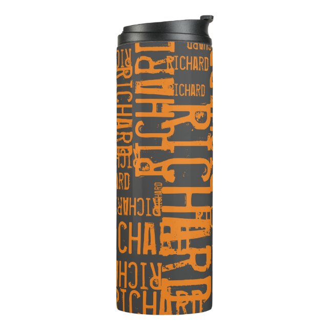 Typography Orange Black   Thermal Tumbler (Rotated Left)