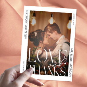 Typography Overlay Text Photo   Wedding Thank You Postcard