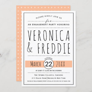 Typography  peach wedding engagement party invitation