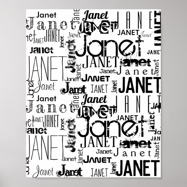 Typography  | Personalise | Black White Name Poster (Front)