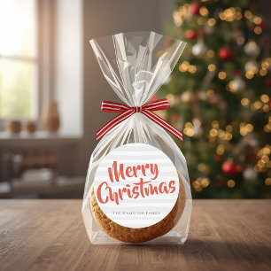 Typography Personalised Christmas Grey and Orange Classic Round Sticker