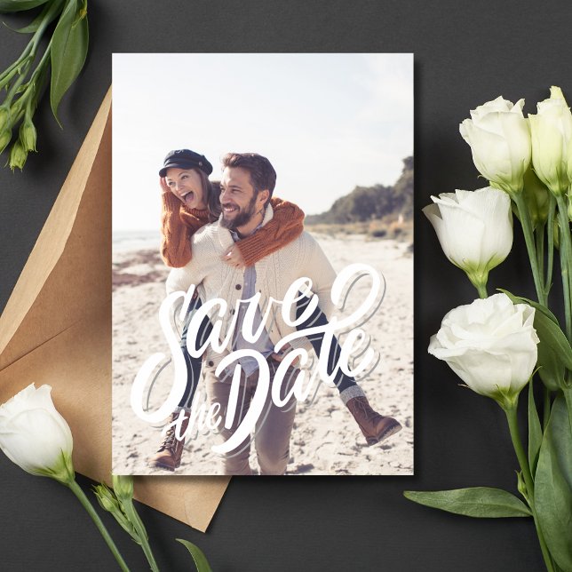 Typography Photo Elegant Wedding Save The Date (Typography Photo Elegant Wedding Save The Date)