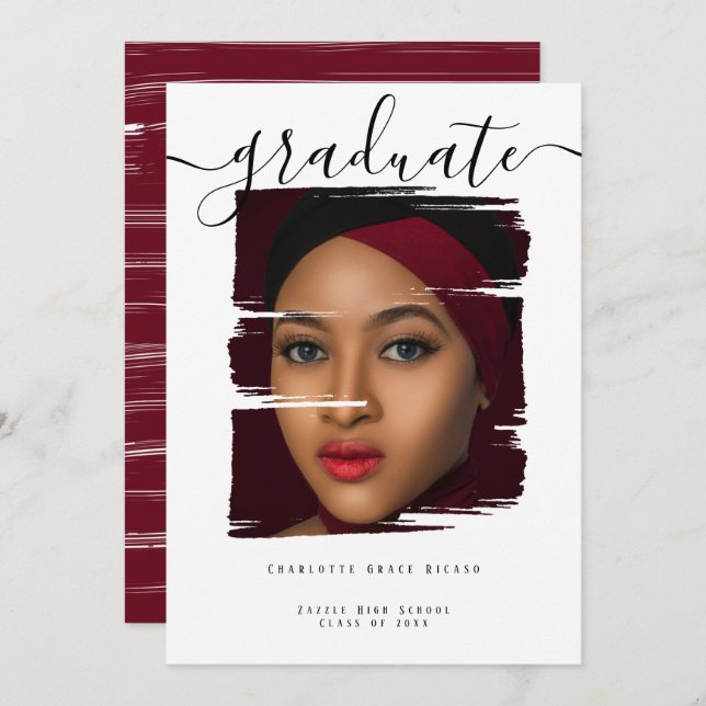 Typography Photo Personalised Graduation Invitation (Front/Back)