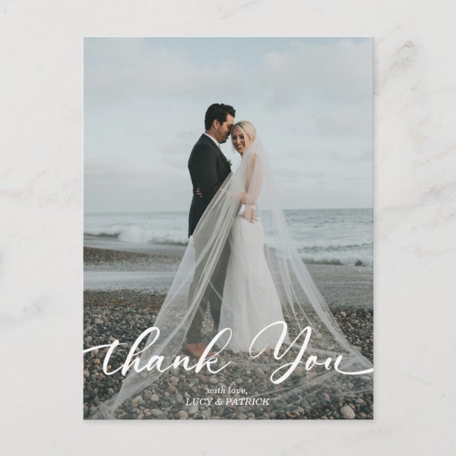 Typography Photo Thank You Postcard (Front)