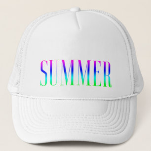Typography Pink Blue Turquoise Rainbow Text Summer Trucker Hat