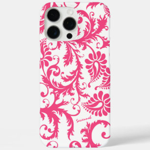 Typography Pink Damask Your Name or Quote iPhone 16 Pro Max Case
