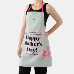 Typography Pink Heart Cute Modern Mothers Day Apron