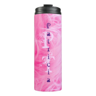 Typography Pink Minimalist Modern Simple Monogram Thermal Tumbler