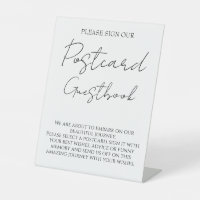 Typography postcard guest book wedding sign