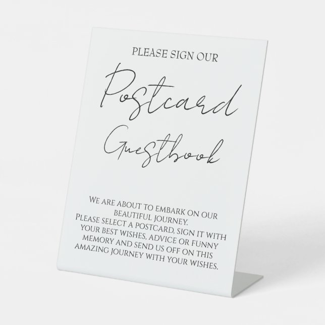 Typography postcard guest book wedding sign (Front)