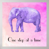 Typography Purple Watercolor Elephant