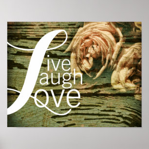 typography quote poster live laugh love and roses