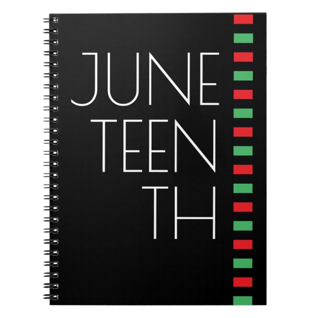 Typography Red Black Green Juneteenth Notebook (Front)
