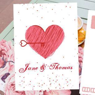 Typography Romantic Cute Red Heart Valentines Day Postcard
