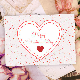 Typography Romantic Red Heart Happy Valentines Day Holiday Postcard