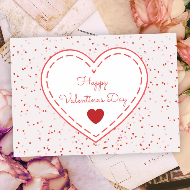 Typography Romantic Red Heart Happy Valentines Day Holiday Postcard (Creator Uploaded)