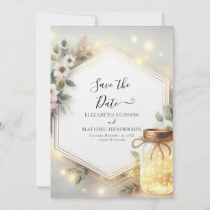  Typography Rustic Mason Jar Wedding  Save The Date