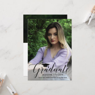 Typography Script Front/Back Photo Graduation Invitation