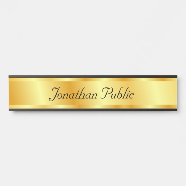 Typography Script Gold Look Elegant Glamourous Door Sign (Front)