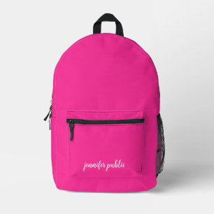 Typography Script Name Cute Best Pink Solid Colour Printed Backpack