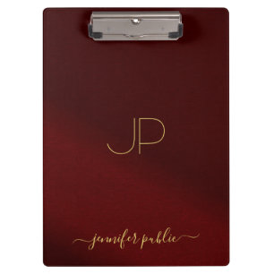 Typography Script Name Stylish Gold Text Monogram Clipboard