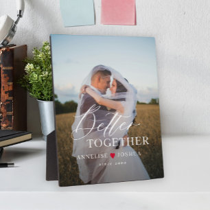 Typography script personalized couple photo  plaque