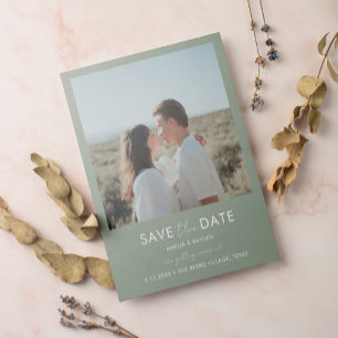 Typography Script Sage Green Wedding Save the Date Magnetic Invitation