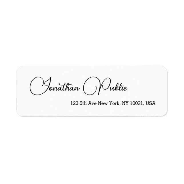 Typography Simple Template Elegant Return Address Label (Front)