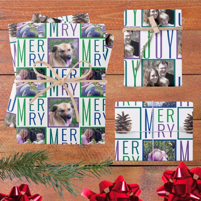 Typography Square Photos Cool Colours Wrapping Paper Sheet (Creator Uploaded)